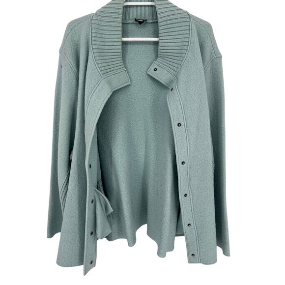 Eileen Fisher Jacket Womens Extra Large Light Blue Button Coat Wool Warm Casual - Picture 1 of 15